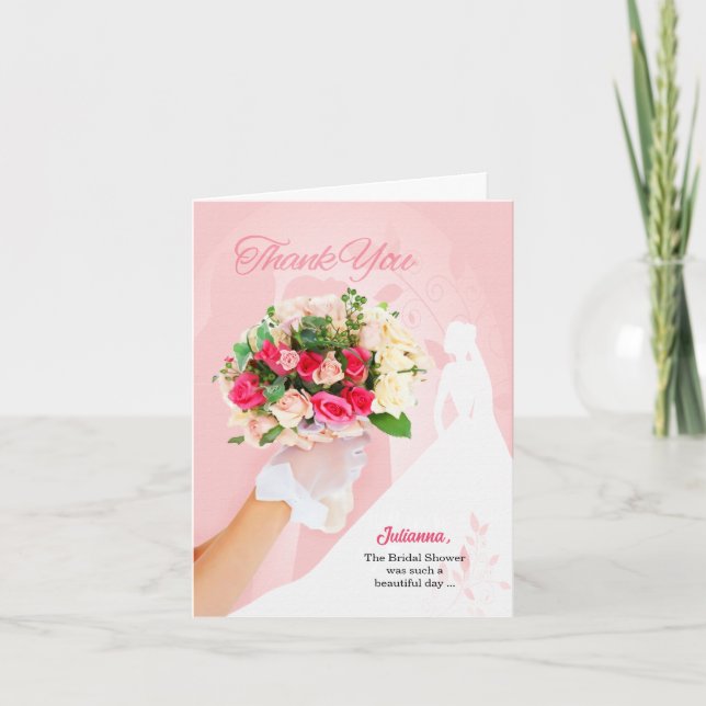 Thank You from the Bride Pink Bridal Gown Card (Front)