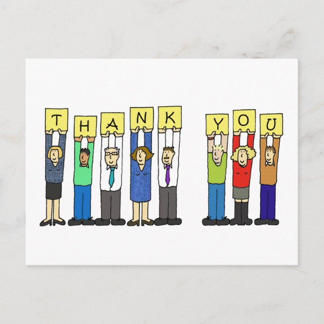 Thank you from the Group, Cartoon People. Postcard (Front)