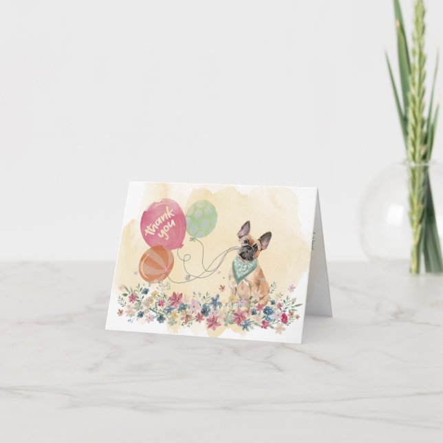Thank You from You & French Bulldog and balloons (Front)