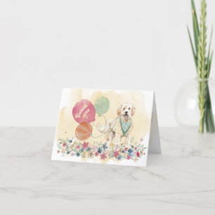 Thank You from You & Goldendoodle with balloons Card