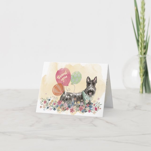 Thank You from You & Scottish Terrier Dog balloons Card (Front)