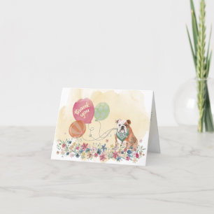 Thank You from You & Your Bulldog with Balloons Card