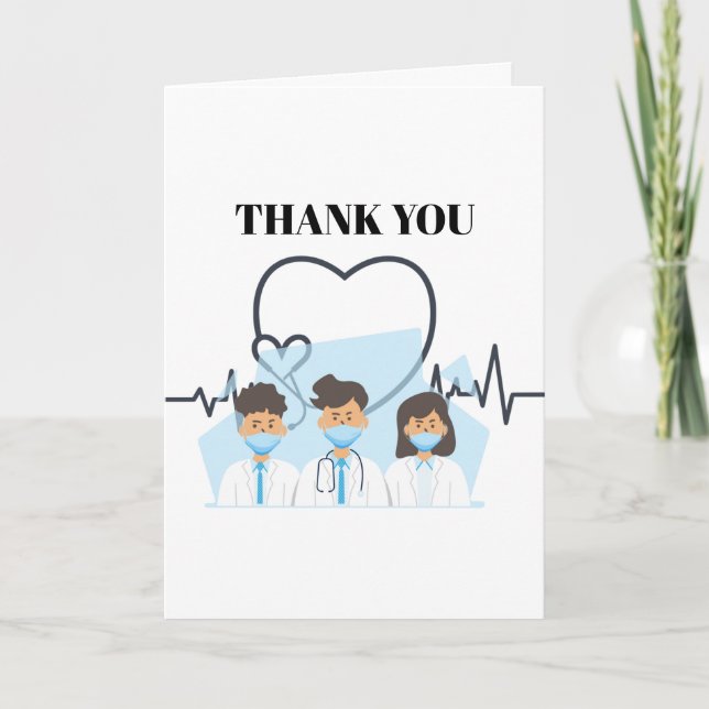 Thank you frontline doctor medical team face masks card (Front)