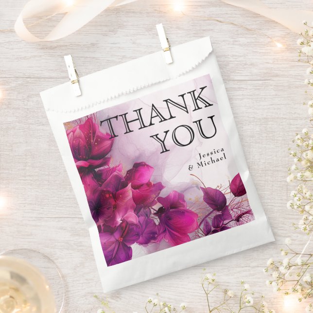 💍Thank you Fuchsia Enchantment: Watercolor  Favour Bags (Clipped)