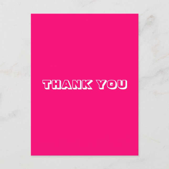 Thank you, fuchsia pink white postcard (Front)