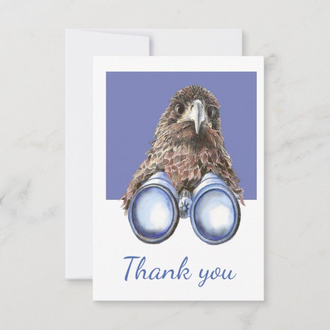 Thank You Fun Bird Watching Hawk Binoculars Humour Card (Front)