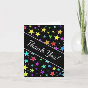 "Thank You!" + Fun, Colourful Stars Pattern Card