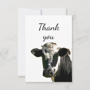 Thank You Fun Curious Holstein Cow Peeking out Card