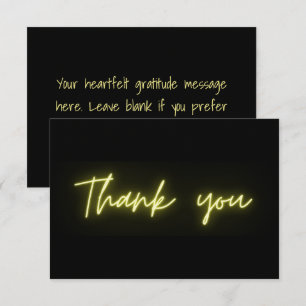 Thank You Fun Modern Black Yellow Neon Script Card