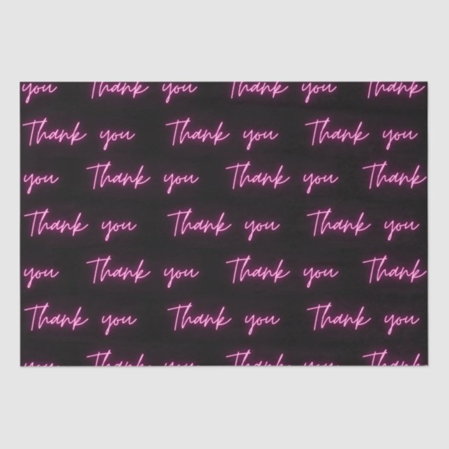Thank You Fun Modern Pink Neon Script Tissue Paper (Front)