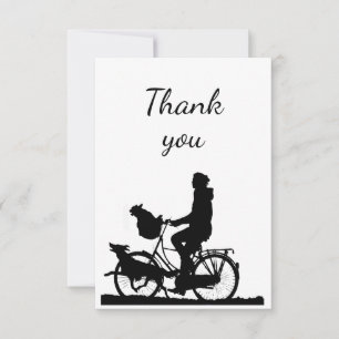 Thank You Fun Person on Bike with Dogs Card