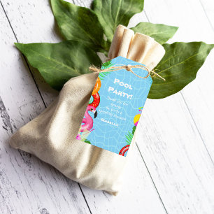 Thank You Fun Pool Party Swimming Birthday Gift Tags