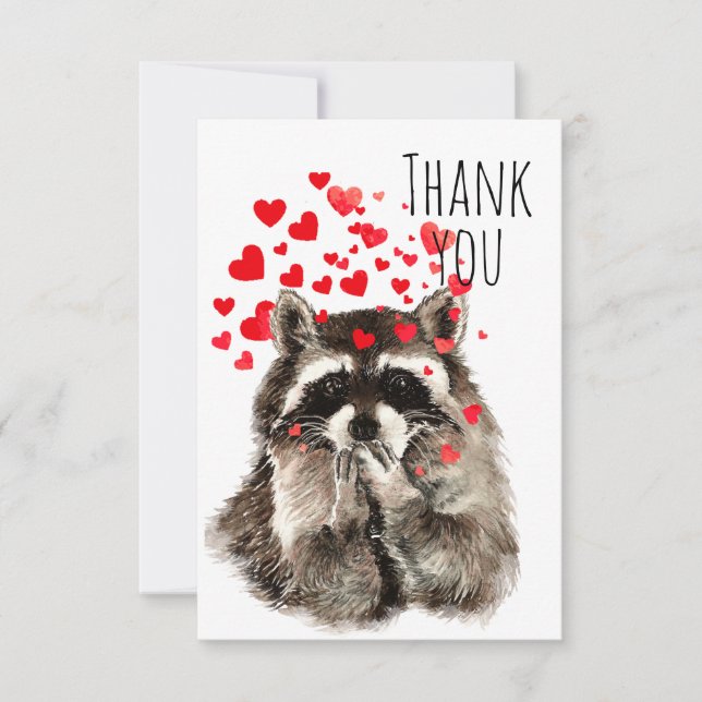 Thank You Fun Racoon Blowing Kisses Animal Humour (Front)