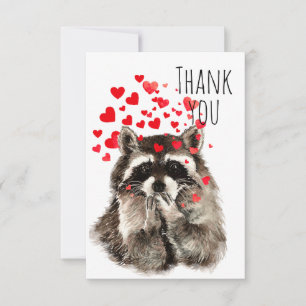 Thank You Fun Racoon Blowing Kisses Animal Humour Card