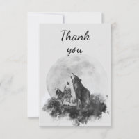 Thank You Fun Three Wolves Howling at the Moon
