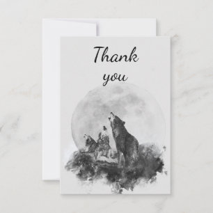 Thank You Fun Three Wolves Howling at the Moon Card