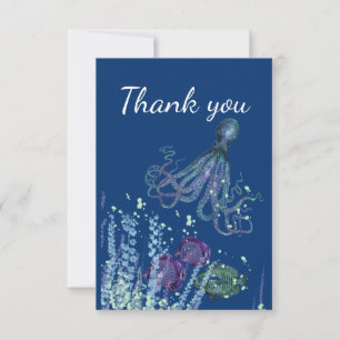 Thank You Fun Underwater Fish Octopus Ocean Sea Card