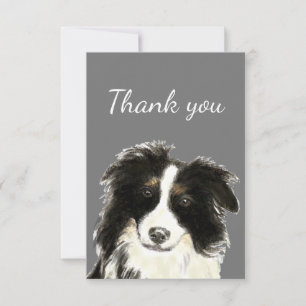 Thank You Fun Watercolor Border Collie Dog Pet Card