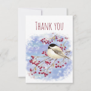 Thank You Fun Winter Snow Chickadee Bird Nature
