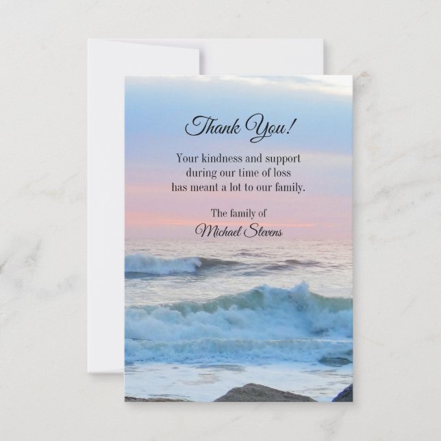 Thank You Funeral Card - Ocean Waves (Front)