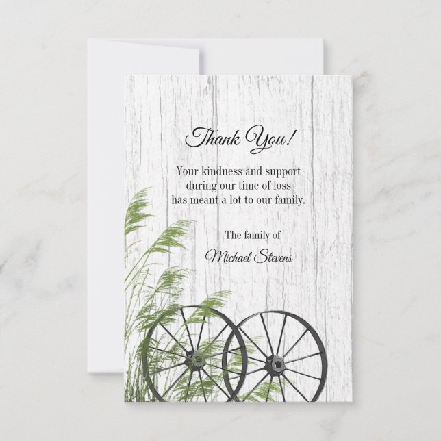Thank You Funeral Card - Wagon Wheels (Front)