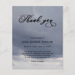 Thank You Funeral Cloudy Sympathy Grief Card