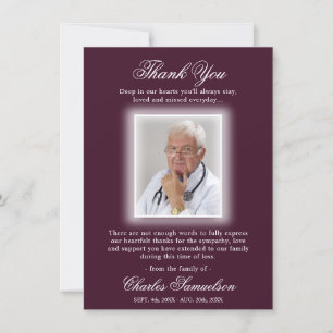 Thank You Funeral Sympathy AUBERGINE PHOTO Card