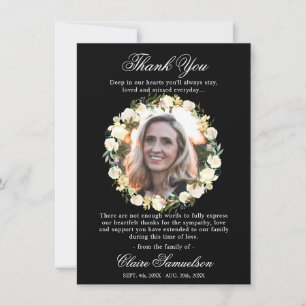 Thank You Funeral Sympathy Black Floral PHOTO