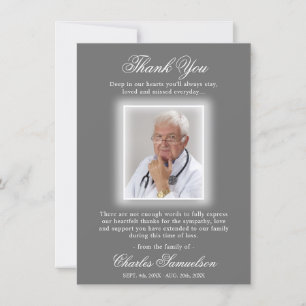Thank You Funeral Sympathy GREY   PHOTO Card