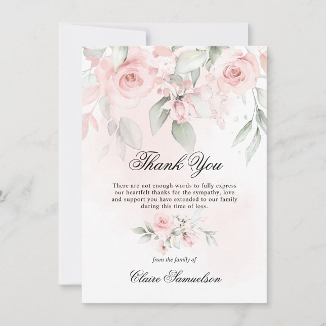 Thank You Funeral Sympathy Pink Floral | PHOTO Card (Front)