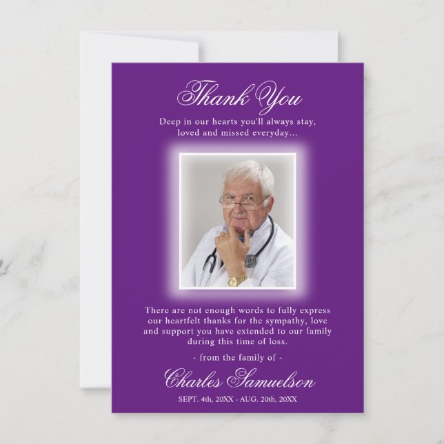 Thank You Funeral Sympathy Purple Mauve | PHOTO (Front)