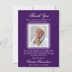 Thank You Funeral Sympathy PURPLE   PHOTO Card