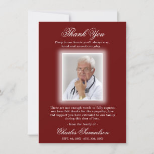 Thank You Funeral Sympathy RED BURGUNDY   PHOTO