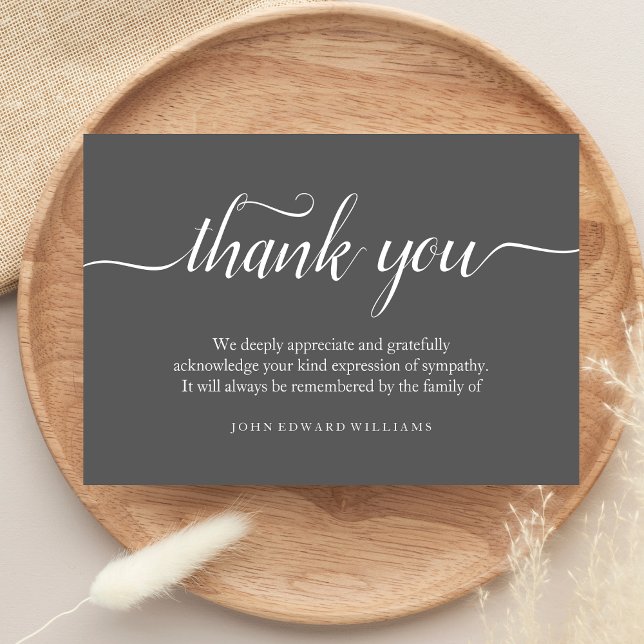 Thank You Funeral Thank You Note Card Bereavement (Gray Sympathy Thank You Card)