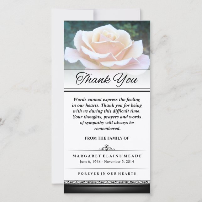 Thank You Funeral White Rose Words Cannot Express Card (Front)