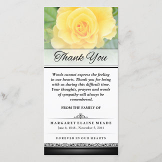 Thank You Funeral Yellow Rose Words Cannot Express Card