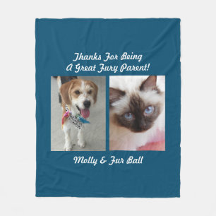 Thank You Fury Parent DIY Message/Name, Ocean Blue Fleece Blanket
