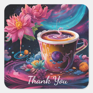 Thank You Galaxy Garden Coffee Square Sticker