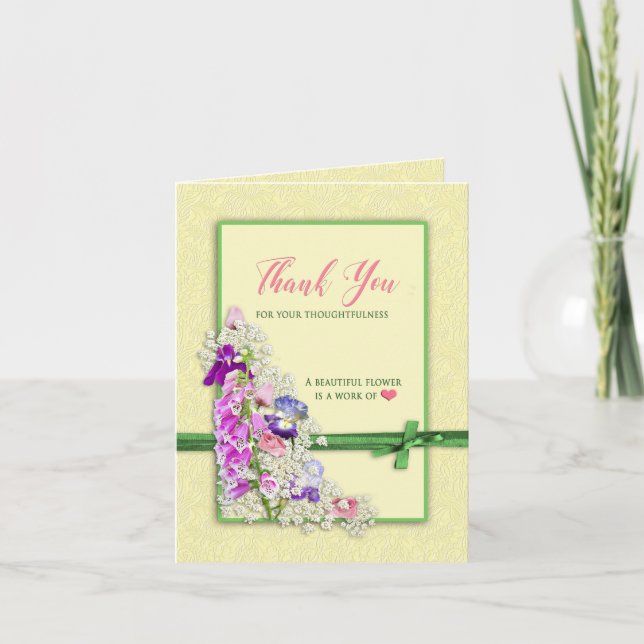 Thank You - Garden Flowers - Note Card (Front)