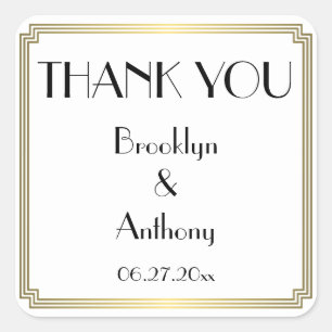 Thank You Gatsby Art Deco White Wedding Stickers