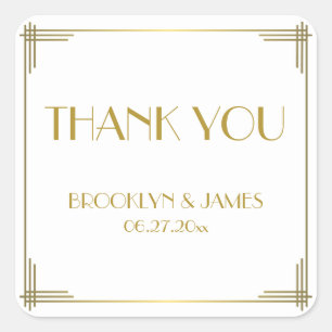 Thank You Gatsby Gold Art Deco Wedding Stickers