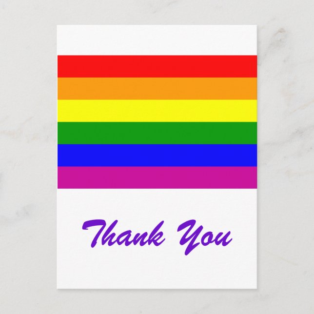 Thank You/ Gay Rainbow Wedding Postcard (Front)