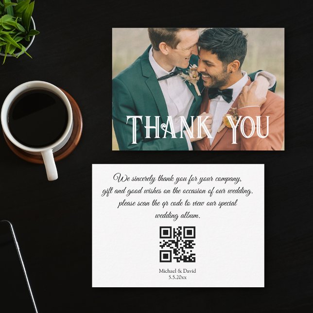 thank you gay wedding photo qr code  card (Creator Uploaded)