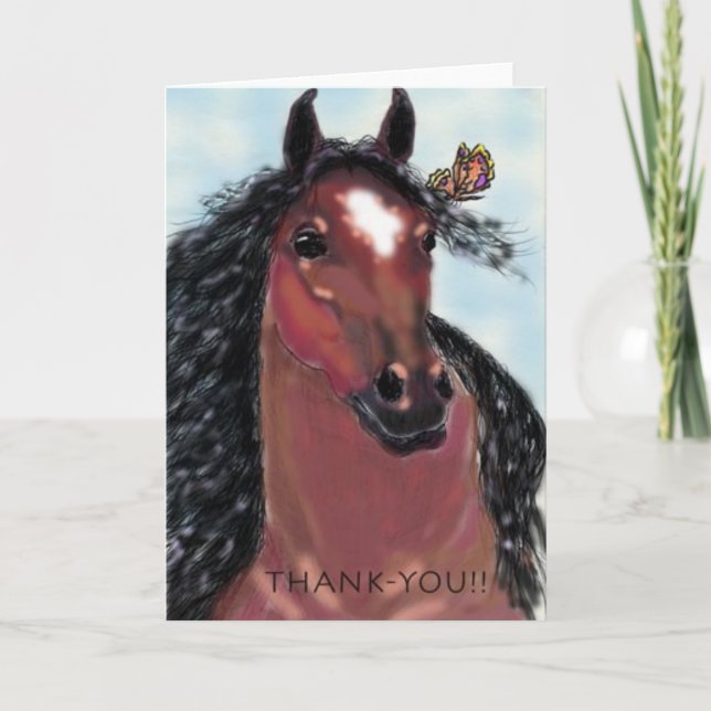 Thank-You Gelding and Butterfly Thank You Card (Front)
