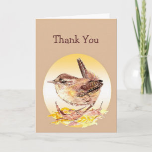 Thank You General  Watercolor House Wren Bird Card