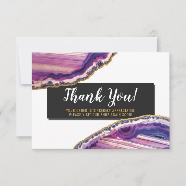 Thank You Geode Agate Slice Gemstone Ultra Violet Card (Front)