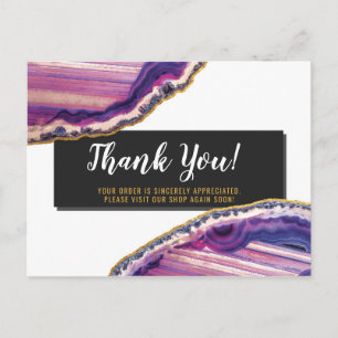Thank You Geode Agate Slice Gemstone Ultra Violet Postcard