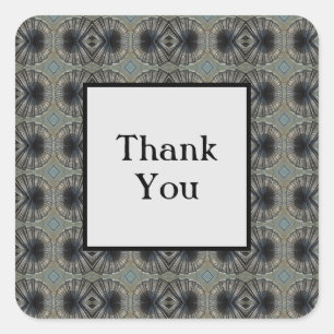 Thank You Geometric Pattern Elegant Appreciation Square Sticker