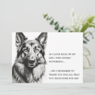 Thank you German Shepherd Dog Black White Card