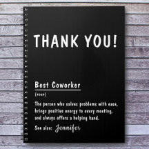 Thank You Gift Best Coworker Personalised Notebook